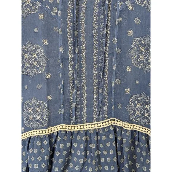 Hint of Mint Women Top Plus Size 18W Blue Sheer Paisley  Bohemian Flowy Romantic - Picture 5 of 14